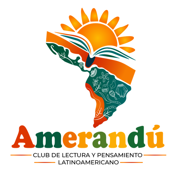 Logo de Amerandú — Mapa de Latinoamérica con libro abierto y sol